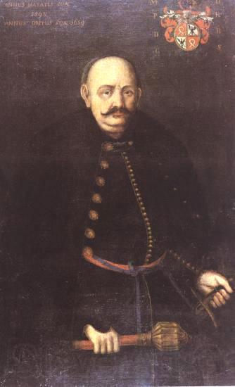 unknow artist Portrait of Mikolaj Ostrorog of his own coat of arms.